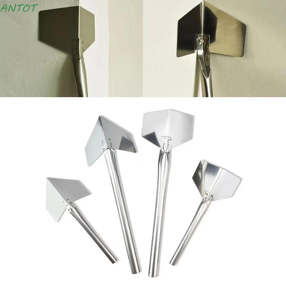 ANTOT 1 ชิ้นกลางแจ้งมุม Trowel, สแตนเลสบรรจุไม้กวาด Wall Plaster Scraper, Caulk Removal เครื่องมือ 90 องศาโลหะ Handle Drywall มุม Putty Shovel