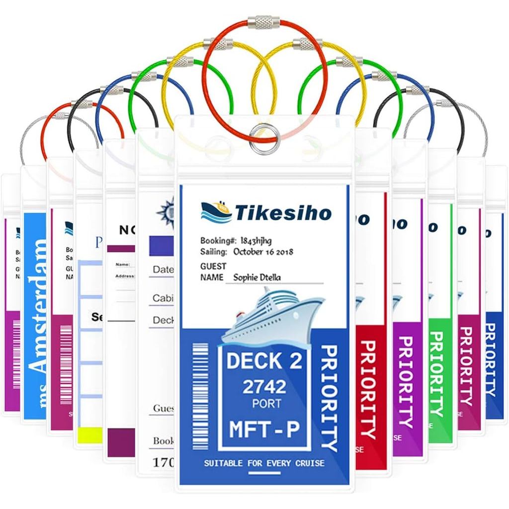 แท็กกระเป๋าเดินทางล่องเรือ ที่วางล่องเรือสําหรับการเดินทางล่องเรือ 12 แพ็คสําหรับ NCL, Princess, Car