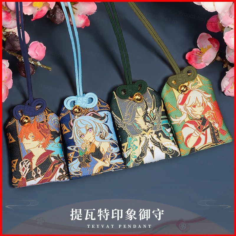 SY2 Genshin Impact Omamori อะนิเมะกระเป๋าจี้ Amulet เย็บปักถักร้อย Xiao Kazuha Miko แฟชั่นอุปกรณ์เสริมของขวัญ YS2