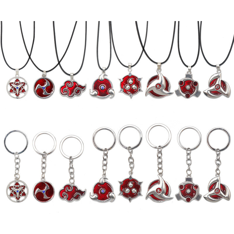 Spot Goods#Anime Naruto Necklace Pendant Uchiha Itachi Sasuke Kakashi Kyuubi Sharingan Necklace Keyc
