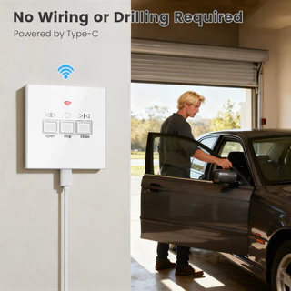 SMATRUL Tuya สมาร์ท WiFi โรงรถประตูสวิทช์เปิด, Type-C Powered,ควบคุม Type-C Power RF 315/330/433MHz, Tuya APP ควบคุมสําหรับเปิดปิดทํางานร่วมกับ Alexa Google Home