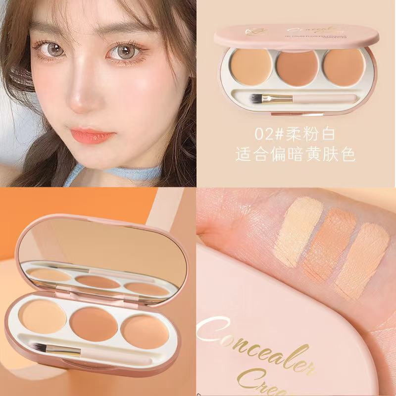 คอนซีลเลอร์ concealer 3MC คอนซีลเลอร์ Tricolor Flawless Retouch คอนซีลเลอร์จุดสิวความหมองคล้ํานุ่มสี