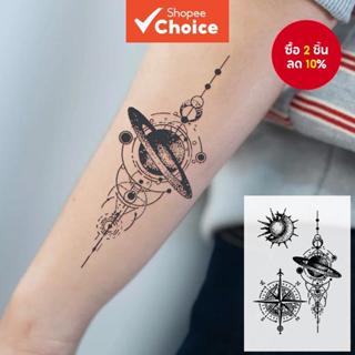 สติกเกอร์รอยสักสมุนไพรกันน้ําดาวเคราะห์เข็มทิศดวงอาทิตย์ดวงจ…