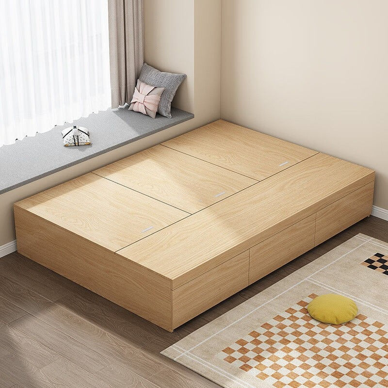 Wooden Bed Now Double Bed Storage Bed Platform Tatami Single Bed Bed Cabinet Integrated Bed Katil 床