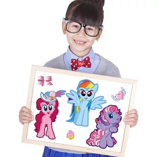 6 ชิ้น/เซ็ตการ์ตูน Little Ma Baoli DIY สติกเกอร์ปริศนา Make-a-Face Unicorn สติกเกอร์สีชมพู Mix และ Match พร้อมสติกเกอร์โปรดของเด็กผู้หญิง