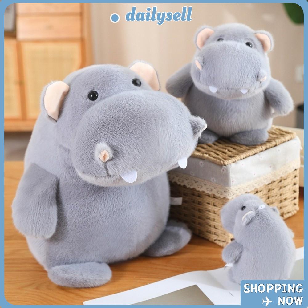 DAILY Hippo Plush Toy, Soft Fluffy ตุ๊กตาสัตว์, Kawaii 12/22/35 ซม.Huggable สีเทา Plushie Hippo Home