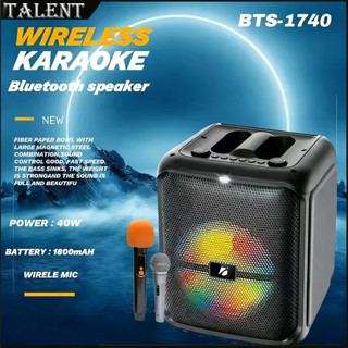 BTS-1740 Mini Party Bluetooth Speaker Colorful RGB Light Dalawang Mic para sa Tahanang Karaoke