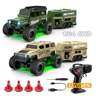 1:64 MINI RCรถปีนเขาพร้อมTrailer Full Scale Off-roadรถ2.4Gรีโมทคอนโทรลรถของเล่นเดสก์ท็อปขนาดเล็กHummer Land Roverรุ่นเด็กของขวัญของเล่น