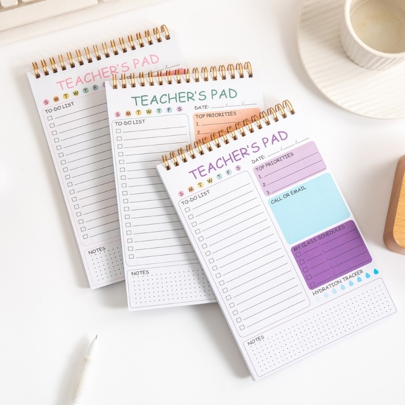 Stat Professional Teacher Daily Planner Twin Coil Binding Memo Pad 52 แผ่น