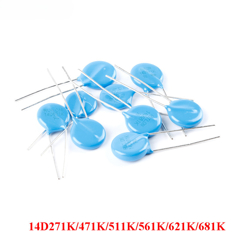 50 ชิ้น MOV Vartor Resistor In-line 14D271K/471K/511K/561K/621K/681K ±10% Vartor แรงดันไฟฟ้า 270 V/4
