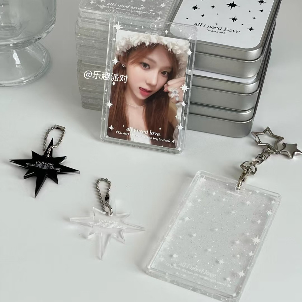 Ins Star ผู้ถือบัตรอะคริลิคใส ID Card Photocard Protector