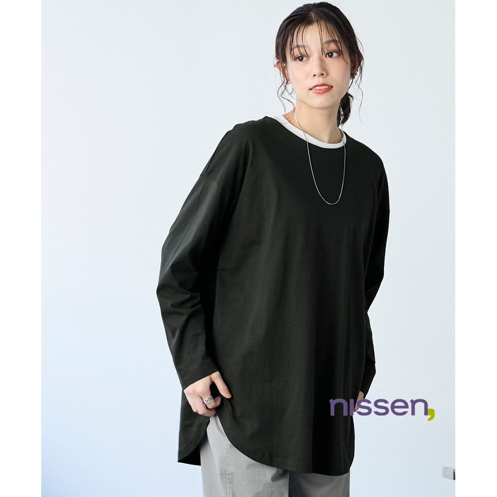 [จัดส่งจากประเทศญี่ปุ่น] Nissen_  เสื้อยืดคอตตอน USA ทรงหลวมโอเวอร์ไซส์ ชายโค้ง ดีไซน์ปกปิด กันแดด U