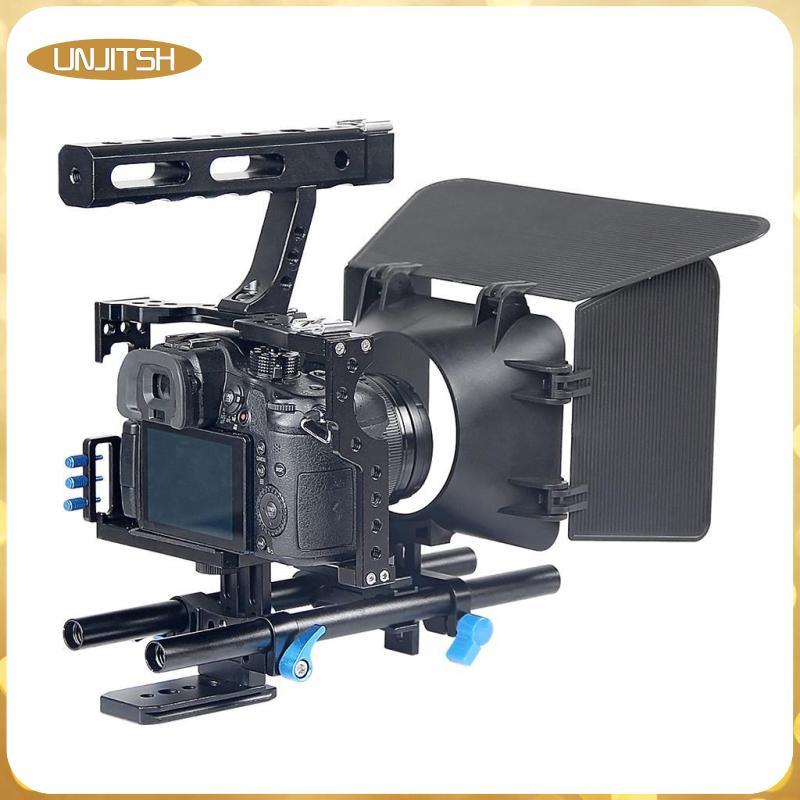 [unjitsh] Professional DSLR Rig กล้องวิดีโอมือถือโคลงสนับสนุนกรงสําหรับ