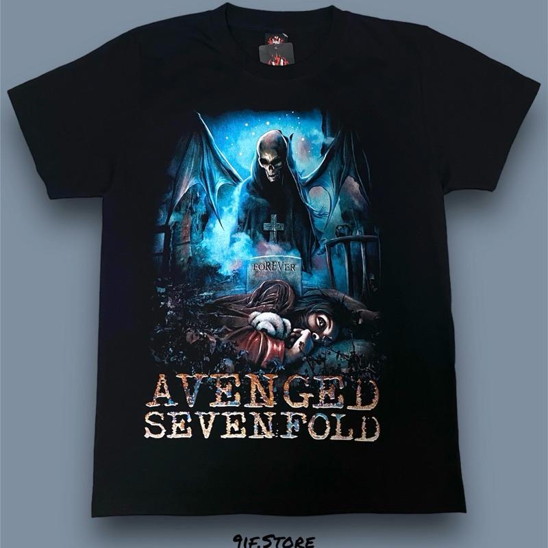 เสื้อยืดวง AVENGED SEVENFOLD(ป้าย ROCK YEAH) สกรีนหน้า-หลัง ลายไนท์แมร์ (NIGHTMARE)