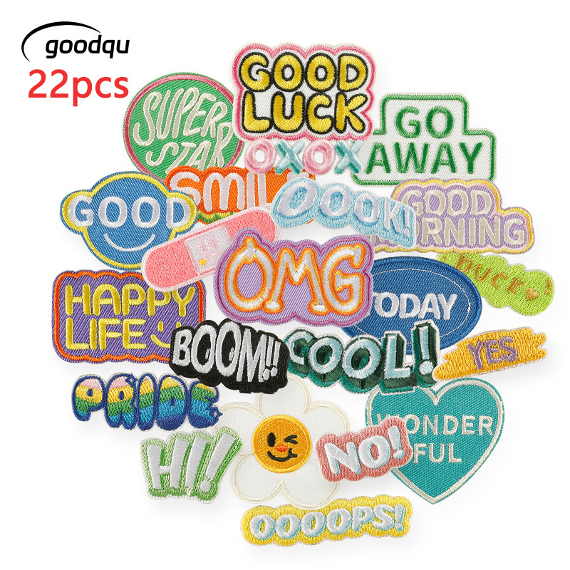 ชุดติดตัวอักษรและสติกเกอร์ความร้อน 22 ชิ้น สำหรับตกแต่งเสื้อผ้าเด็ก