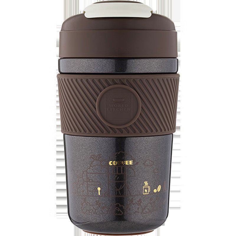 400ml สีเหลืองคู่ Enterprise ถ้วยกาแฟ Mika Corning/WK-SY400 ชุดเครื่องดื่มแบบพกพา JYKZ/สีเบจ 9AID