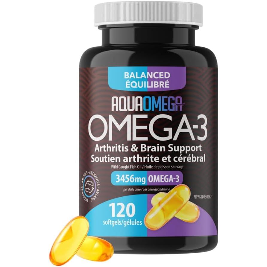 AQUAOMEGA Balanced Omega 3 น้ํามันขยายสําหรับโรคข้ออักเสบและพอร์ตสมอง, น้ํามันเคี้ยวป่า Omega 3 ขยาย