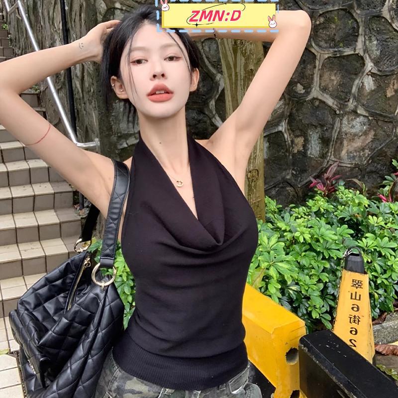 ZMN:D ฤดูร้อนผู้หญิง Pure Desire Chic Halter คอเปลือยแขนกุด Slim Camisole RRT