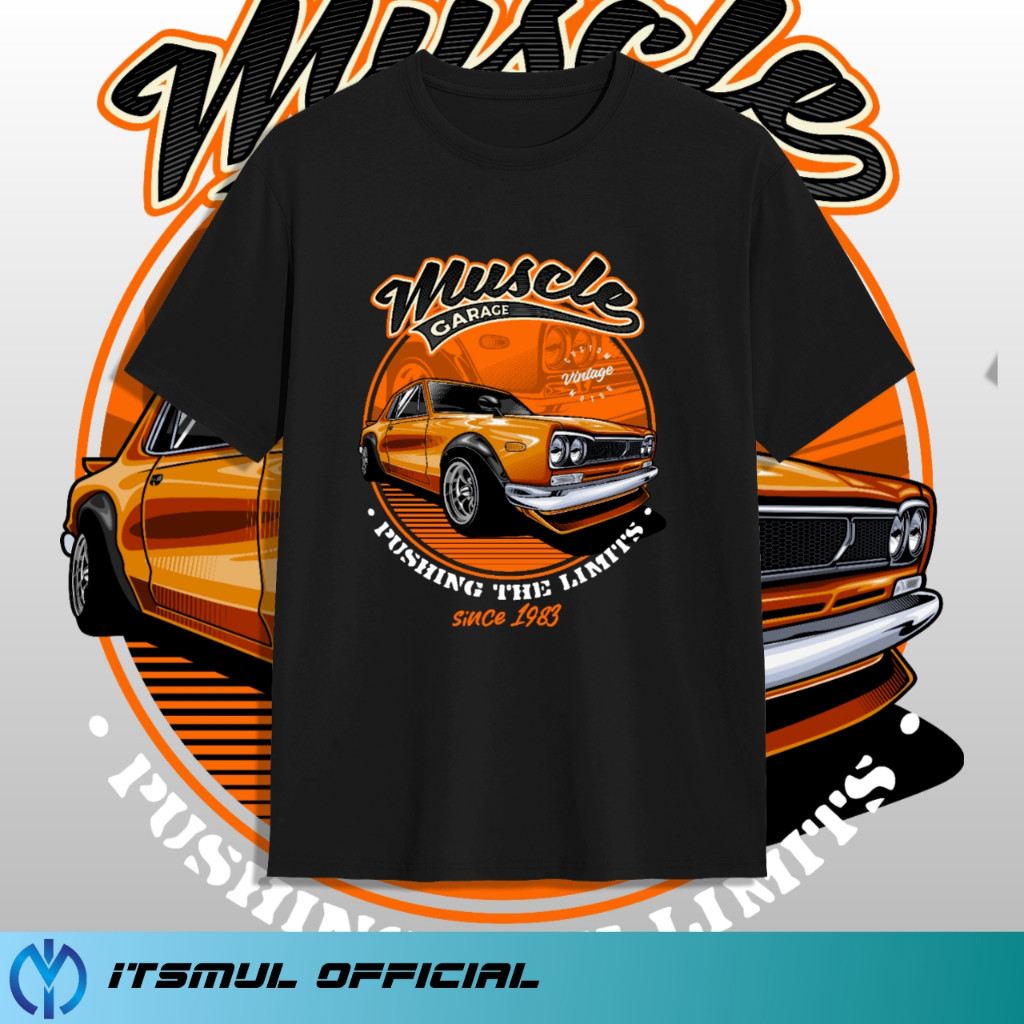 KATUN Orange Muscle Garage Vintage Car T-Shirt IM01(11) 24s Combed Cotton