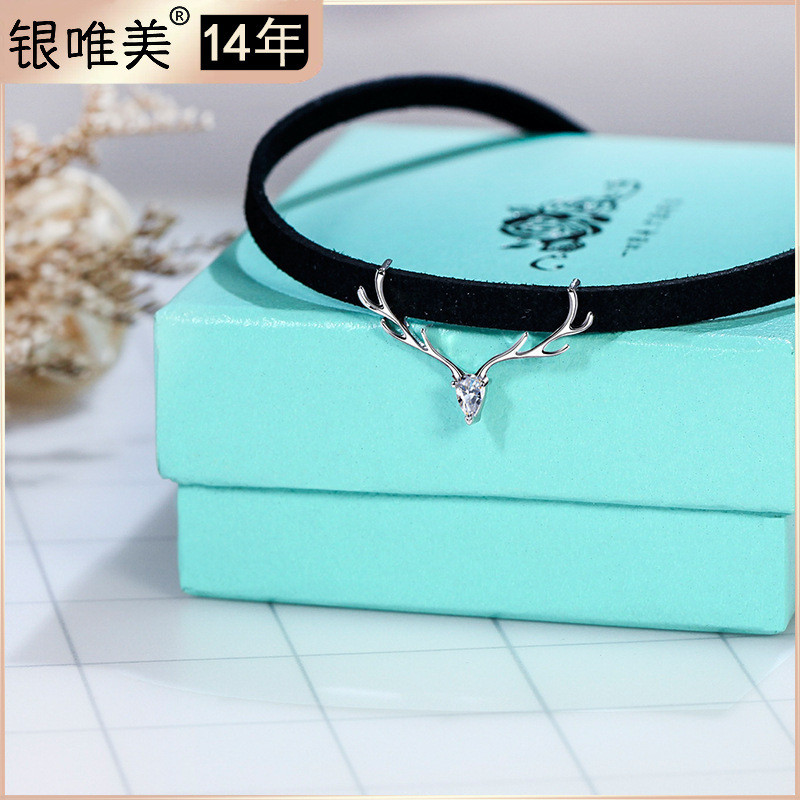 สร้อยคอลายแอนทลERS จากเงิน 925 สไตล์เกาหลี การออกแบบเฉพาะและอินเทรนด์