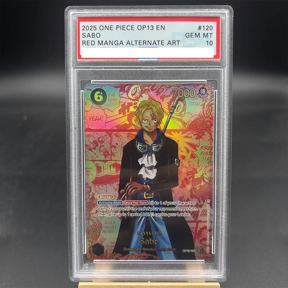 PSA10 DIY ONE PIECE Rating Card SABO RED MANGA ALTERNATE ART OP13-120 EN คอลเลกชันการ์ดสําเนา 10 จุด Rating การ์ดอะนิเมะเกม