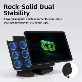 GOOJDOQ ฝาครอบป้องกันแท็บเล็ตแม่เหล็กหลายมุมพับ Dual-Lock Security ที่เก็บปากกาที่ซ่อนอยู่
