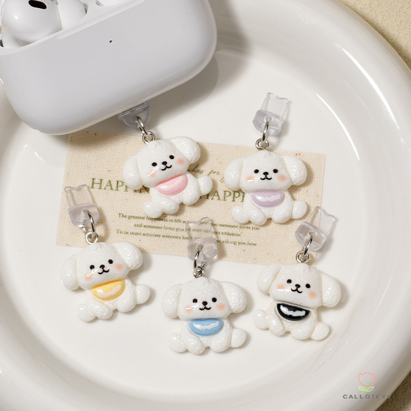 ผ้าพันคอรูปสุนัขการ์ตูนน่ารักสำหรับเสียบปลั๊กชาร์จ ใช้ได้กับทั้ง IP และ Android ตกแต่งช่องชาร์จ -CY