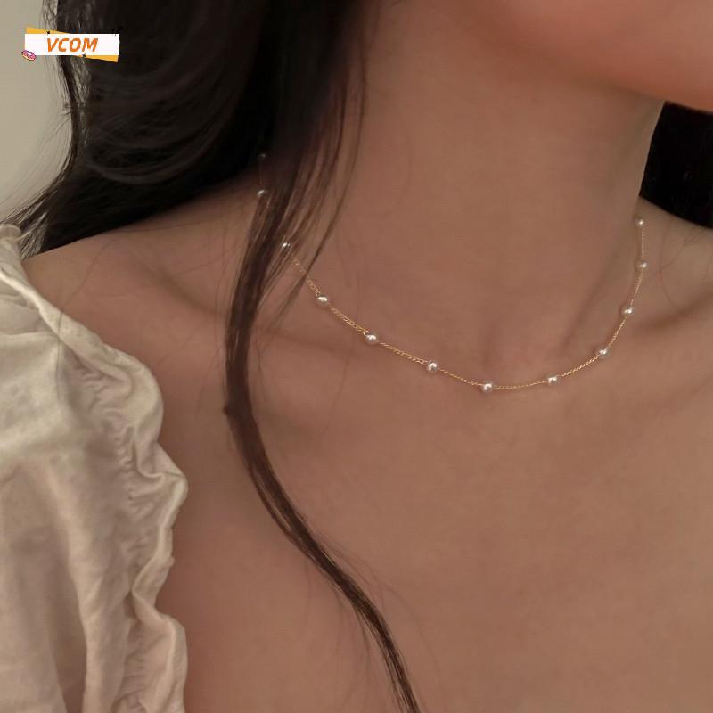สร้อยคอลูกปัดไข่มุกหรูหราทันสมัยสำหรับผู้หญิง VCOM สำหรับเป็นของขวัญเครื่องประดับแฟชั่น DDC