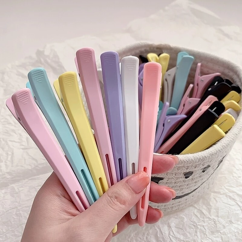 คลิปล้างหน้า ไร้ร่องรอย สีสันสดใสสําหรับผมแตกตําแหน่งกิ๊บติดผมสําหรับผู้หญิงสิ่งประดิษฐ์กะโหลกสูงปากเป็ดคลิปเครื่องประดับผม