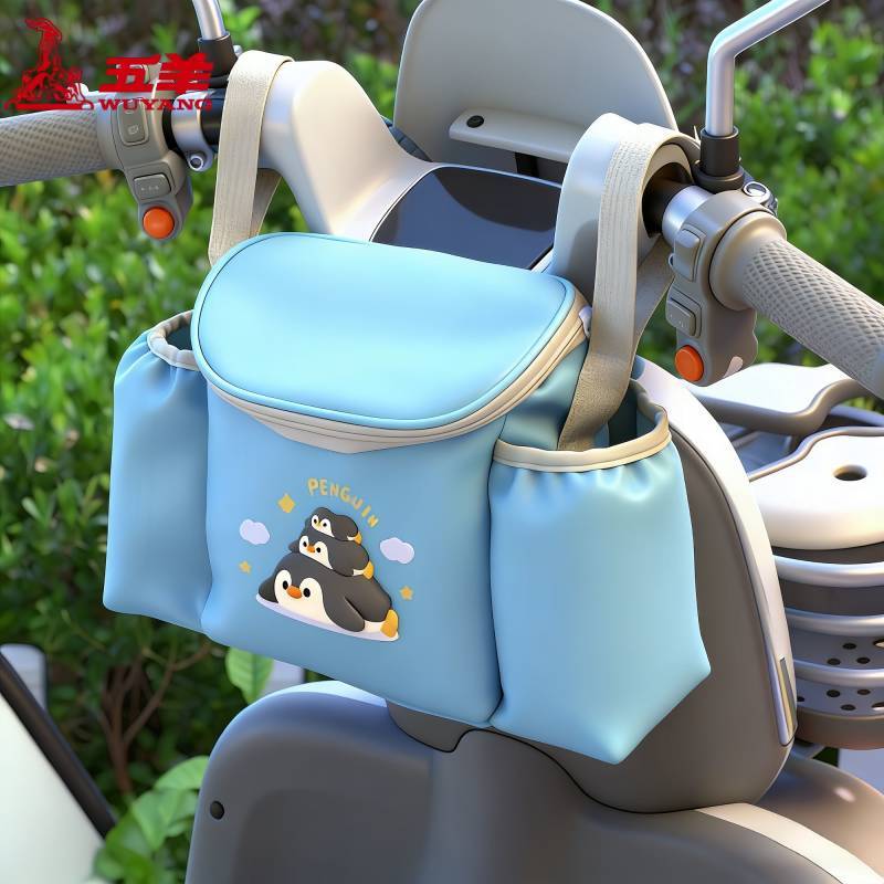 Large Capacity Multi-Functional Cute Penguin Pattern Electric Car Tricycle Waterproof Scratch-Resist
