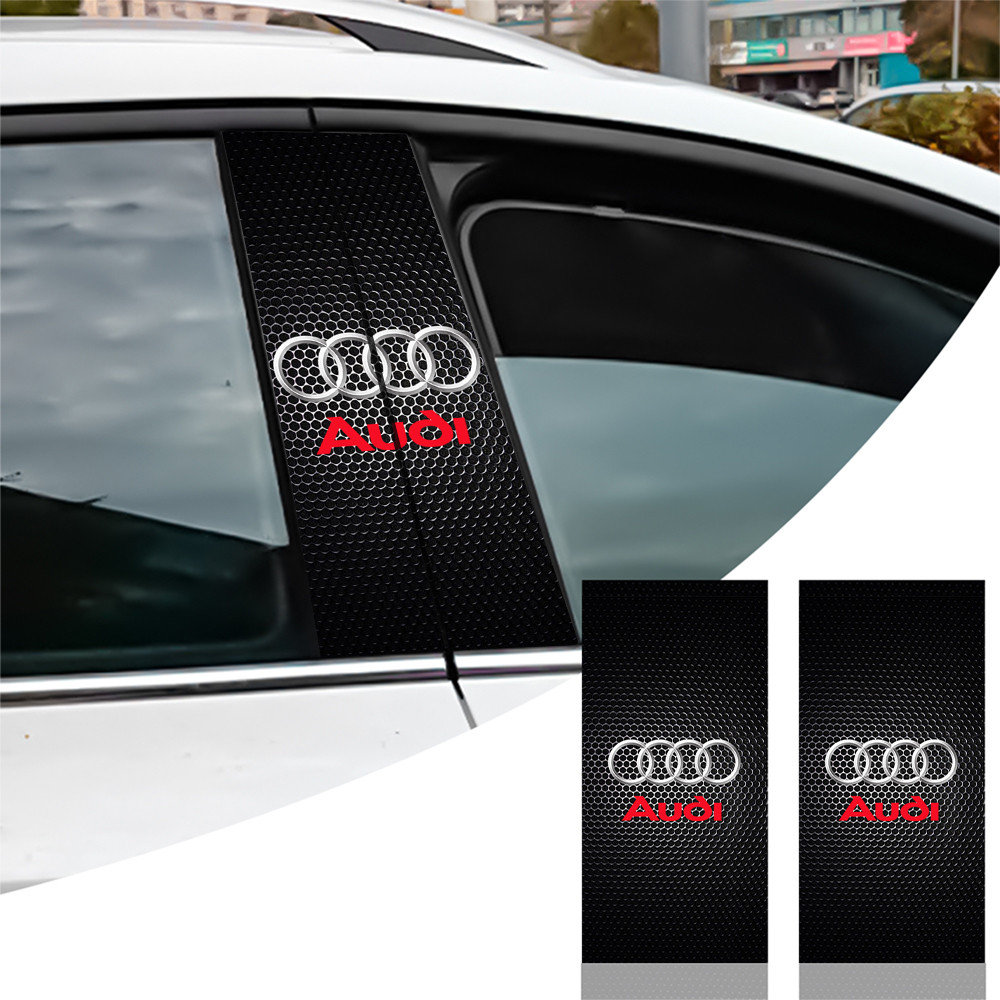 2PCS รถเสากลางสติกเกอร์คอลัมน์กลาง Emblem Decals อุปกรณ์เสริมสําหรับ Audi Sline TT A1 A2 A3 A4 A5 A6
