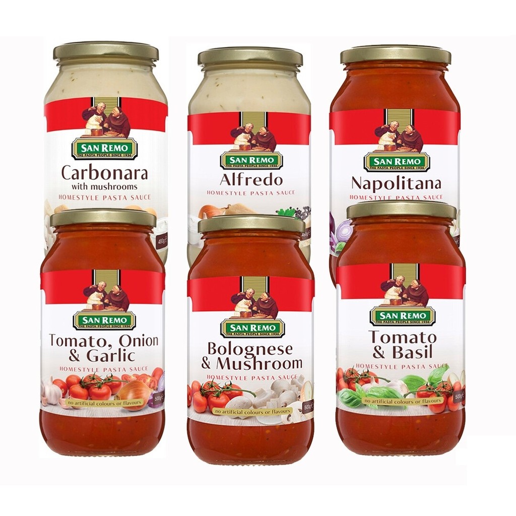 SAN REMO Pasta Sauce 480g~500g Proudly Australian HALAL Basil/Napolitana/Bologine/Onion/Alfredo/Carb