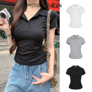 < MOSESQUEEN > เสื้อตัวเต็มตัวแบบพับเป็นเอกลักษณ์ ด้านหน้าแขนสั้น คอไลค์รา รูปทรงนุ่มนวลและเรียบเนียน #63568