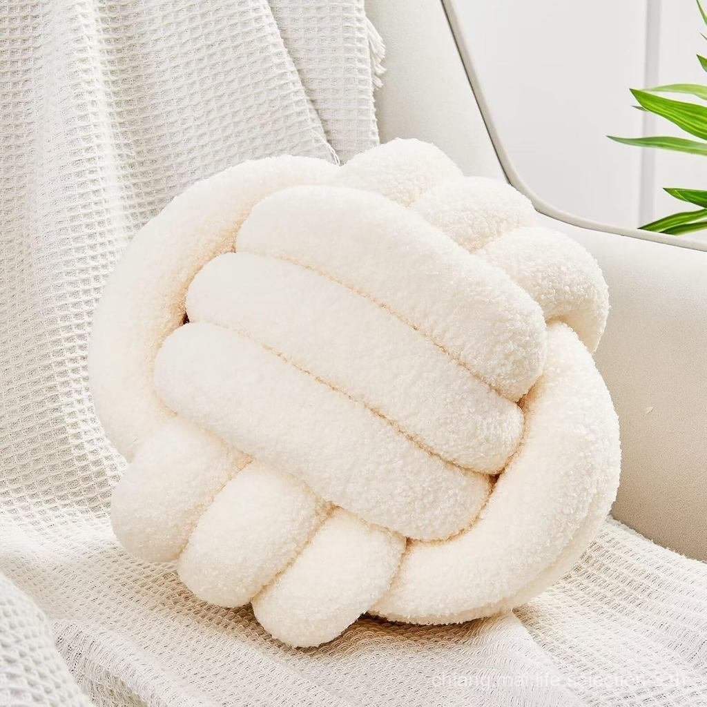 Uvvyui Knot Pillow Ball, Soft Home Decorative Round Throw Pillow, Handmade Knotted Plush Pillow Cush