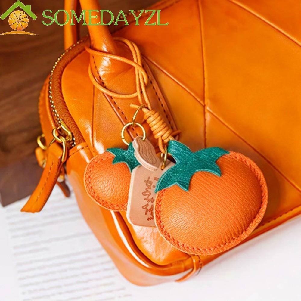 SOMEDAYZL ลูกพลับพวงกุญแจ,นุ่มการ์ตูนผลไม้กระเป๋าหนังจี้,สร้างสรรค์น่ารักตลกออกแบบกระเป๋าเป้สะพายหลังจี้สร้างสรรค์พวงกุญแจอุปกรณ์เสริม