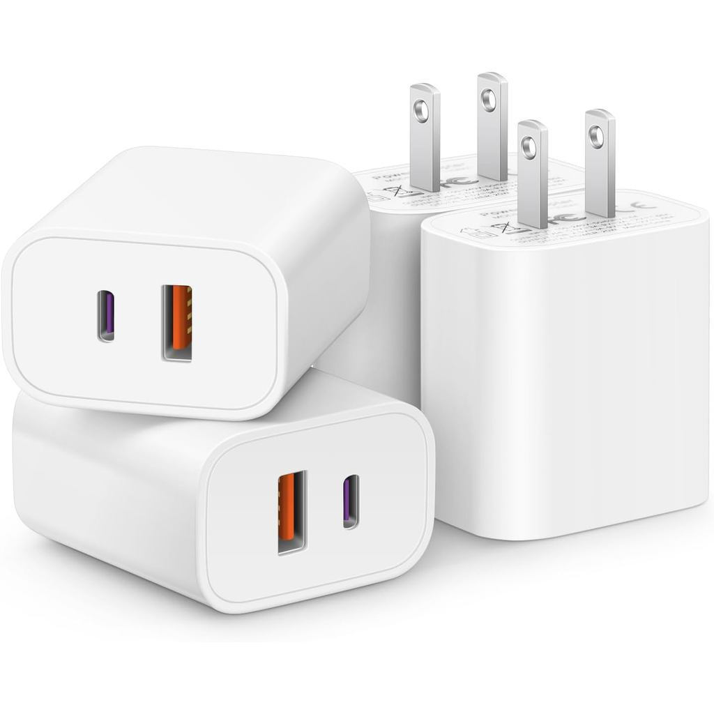 [4 แพ็ค] USB C Charger Block Fast Charging Multiport Adpater [PD 20W USB-C & QC 3.0 พอร์ต USB-A] สํา