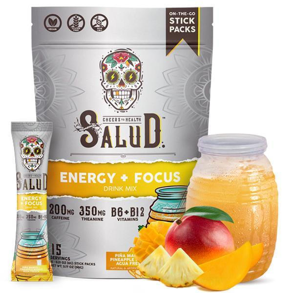 Salud 2-in-1 Energy Drink Powder + Focus – Piña Mango Flavour – Agua Fresca Mix with 200mg Organic C