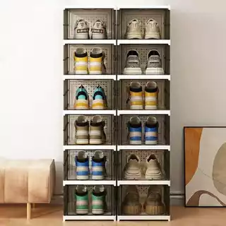 Linin*รุ่นใหม่*ชั้นใส่รองเท้าแบบมินิมอล หนาพิเศษ 6 ชั้น กว้าง 26*ลึก35*สูง105.5 cm (1 แถว 6 ชั้น)