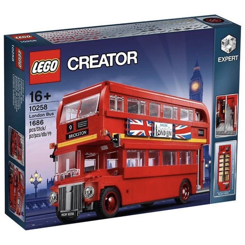 LEGO LEGO 10258 London Bus รถบล็อกตัวต่อชิ้นส่วนนิทรรศการกล่องด้านหลัง LEGO Double Decker Bus 010001
