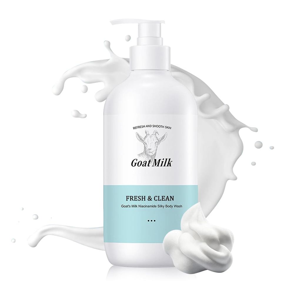 Goat Milk Body Wash,Gentle Silk Soft Foaming Milk Bath,Moisturizing Body Cleanser สําหรับทุกสภาพผิว