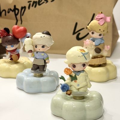 Dimo ขี่เซรามิคน่ารัก Zhuanzhuanle ห้องนอน/ตกแต่งรถ DIY อุปกรณ์เสริมฐานเรซิ่นหมุนได้