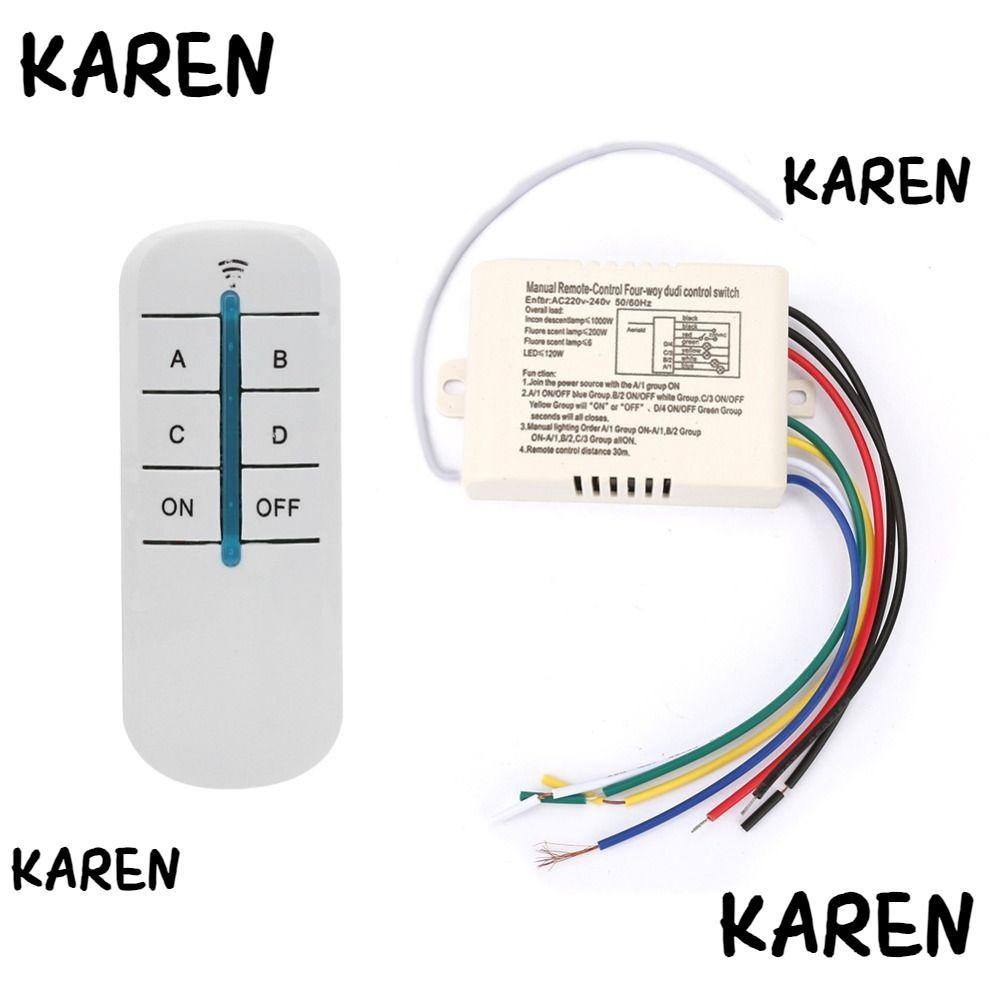 KARENGOODS สวิตช์ควบคุมระยะไกลผนัง, 2/3/4 วิธี 220V สวิตช์ไฟผนังไร้สาย, ON/ABS วัสดุหน่วงไฟ Nominal 7A รีเลย์ชุดรีโมทคอนโทรลไฟ LED