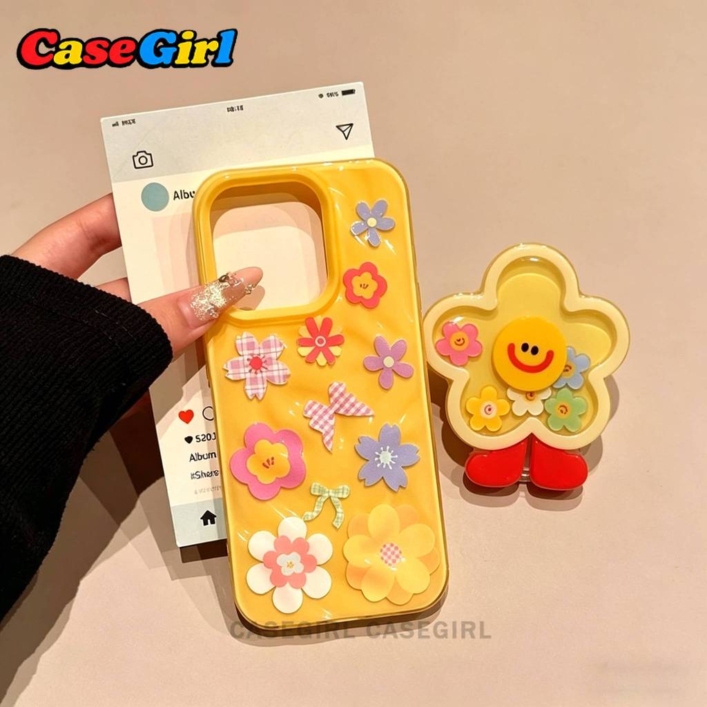 เคสไอโฟน iPhone 15 13 11 16 17 14 12 Pro Max 8 14 7 16 Plus XR X XS Max คิ้วฮิต ดอกไม้เกาหลี อินส์ กันกระแทก