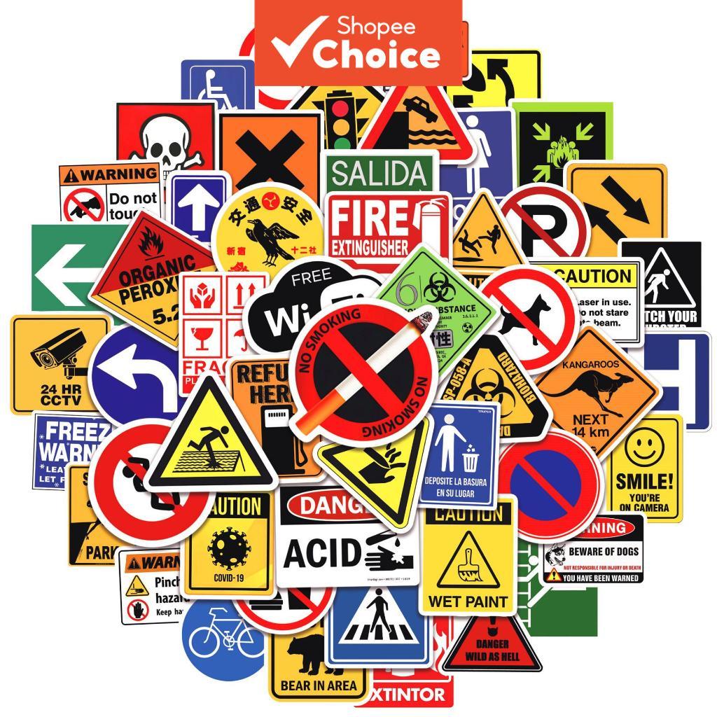 สติกเกอร์คําเตือน 500PCS Danger Baning สัญญาณเตือนกันน้ํา Decals สติกเกอร์กันน้ํา DIY รถรถจักรยานยนต์กระเป๋าเดินทางสโนว์บอร์ด