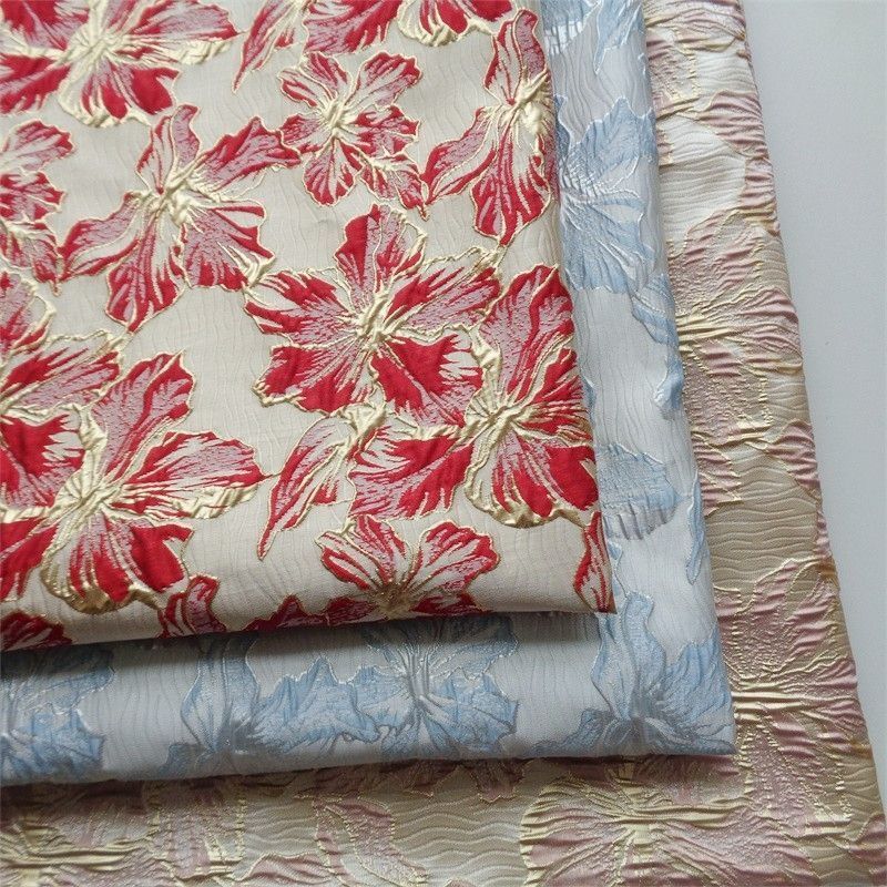 ผ้า Jacquard ขนาด 150x50 ซม., สีทองหรูหรา, ทอจากเส้นใยซาตินคุณภาพสูง, อุปกรณ์เสริมตกแต่ง