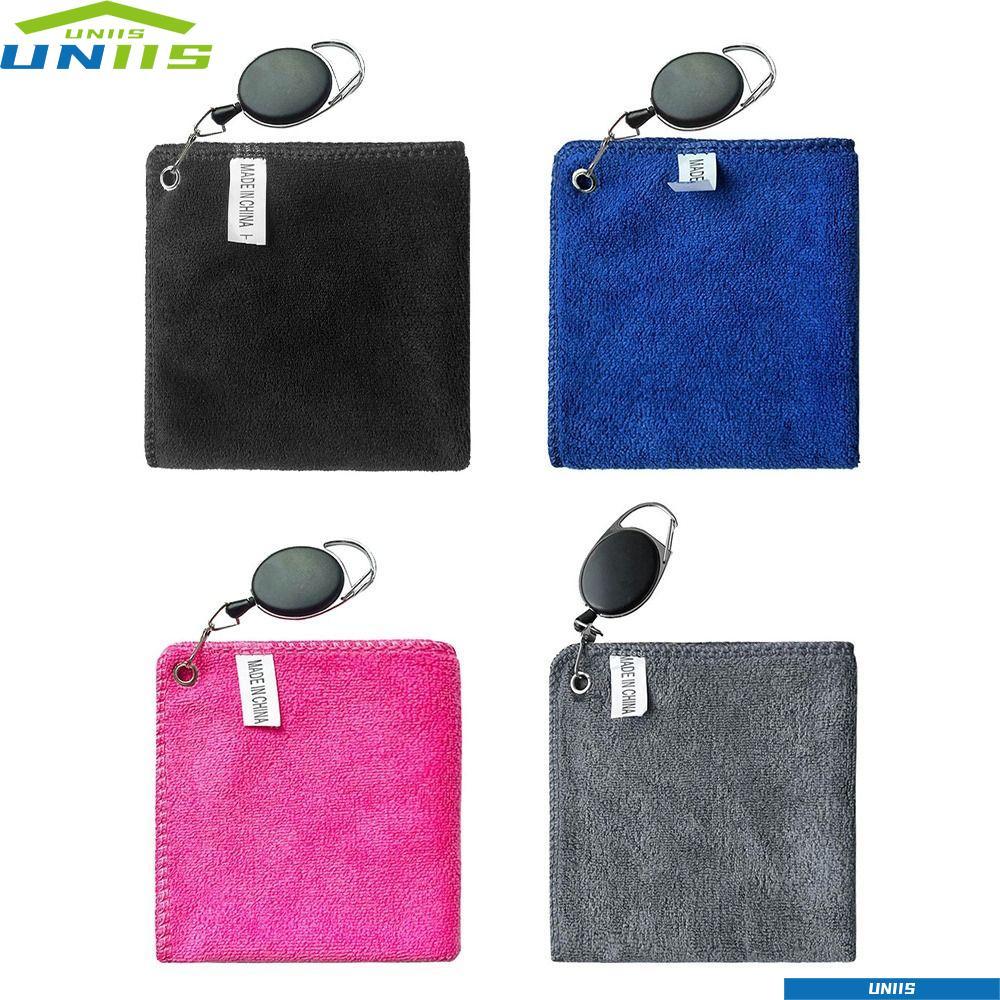 ผ้าขนหนูกอล์ฟไมโครไฟเบอร์ UNIIS สำหรับทำความสะอาดอุปกรณ์กอล์ฟ มาพร้อมตะขอสะดวกใช้