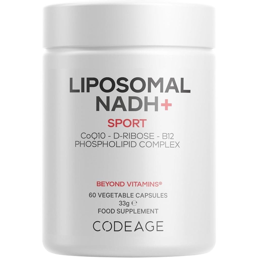 Codeage Liposomal NADH+ Sport – NADH, CoQ10, D-Ribose & Vitamin B12 – อาหารเสริมมังสวิรัติพร้อม Phos