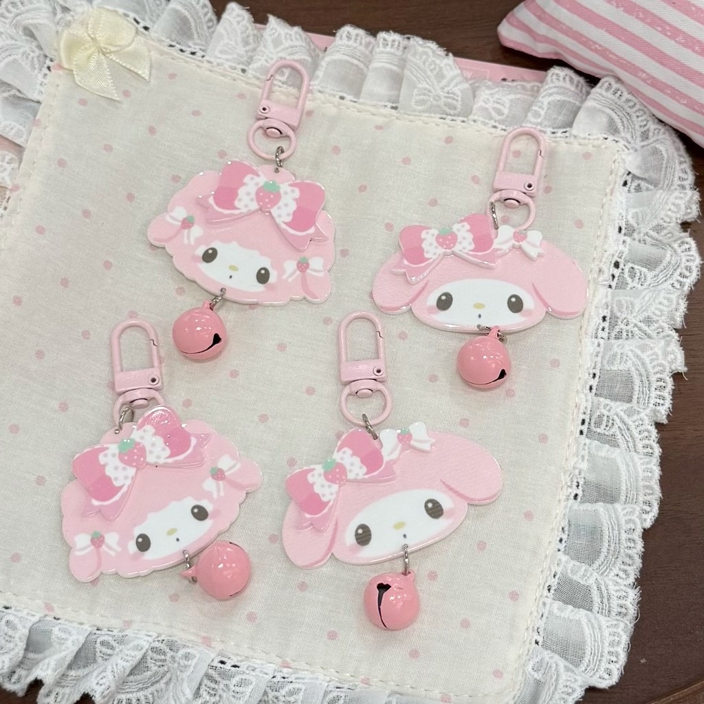 SANRIO น่ารัก ทํานอง พวงกุญแจโบว์สตรอเบอร์รี่น่ารัก ซานริโอ จี้ระฆังสําหรับ ราคา ถูกที่สุด ดีลบีเคเค แกลเลอรีภาพที่ 3