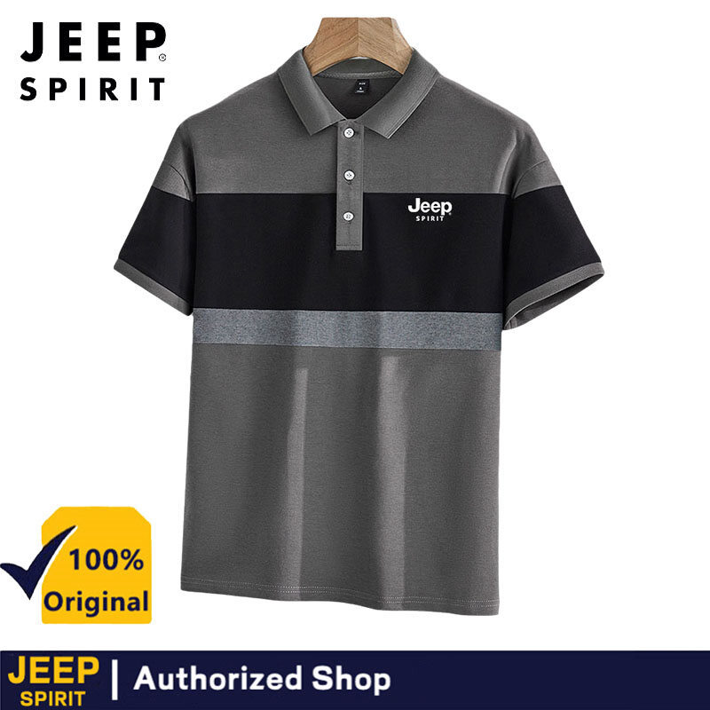 เสื้อโปโลแขนสั้น JEEP SPIRIT สไตล์สปอร์ต*splicing สี contrast* ใส่ได้ทั้งลำลองและงานธุรกิจ