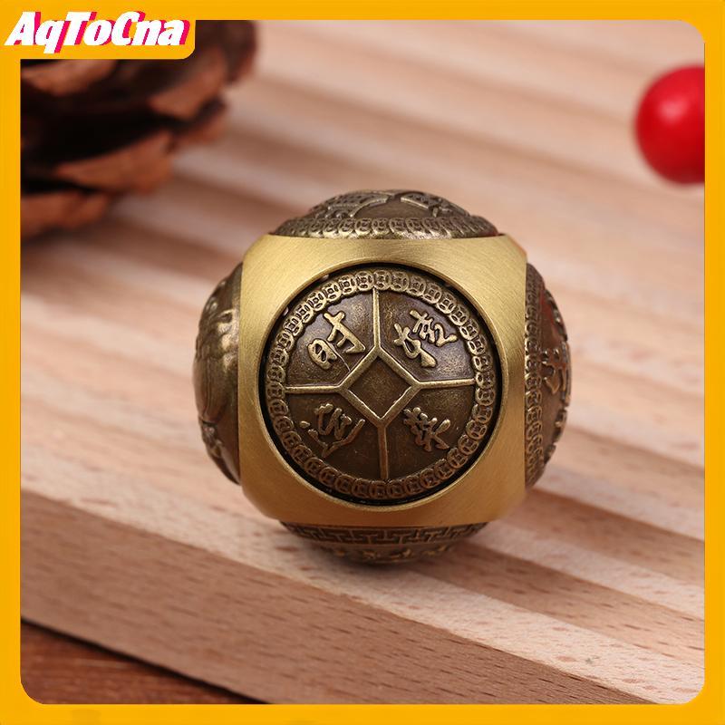 AqToCna หกหน้า Four Blessing Lu เงิน Fidget Spinner ทองเหลืองความเครียดบรรเทา Cube Dpression Ball Fidget ของเล่นงานฝีมือ AqToCna